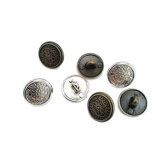 Metal Button | Metal 15 mm - 24 size Patterned Footed Button