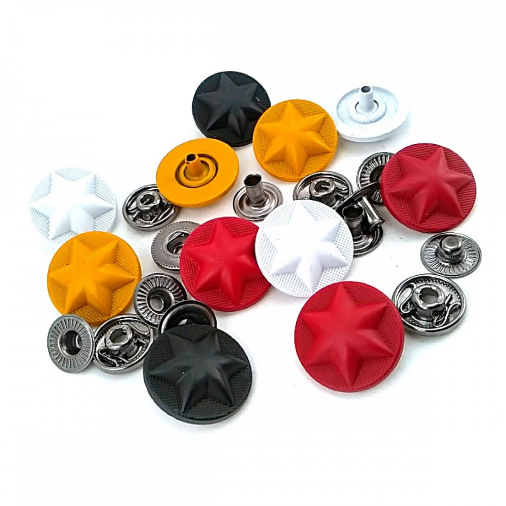 Metal jeans button Star 18mm red