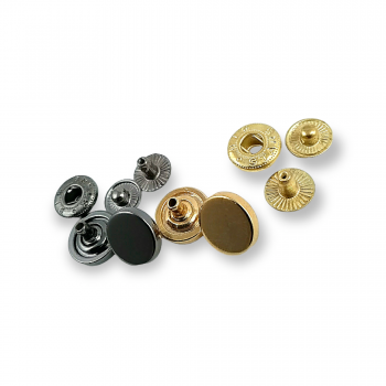 ▷ 12,5 mm Snaps Fasteners 31/64 Coin Type Flat 20L Zamak Set of 4 - Brass Snap  Fasteners