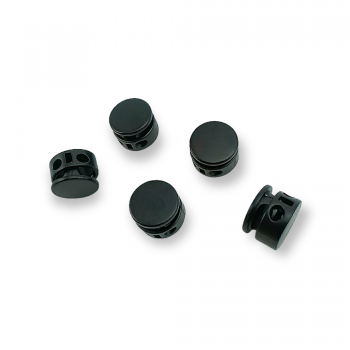 50pcs Spring Cord Lock Cord End Fastener Double Holes Toggle Stoppers Sliders - Black - 50pcs